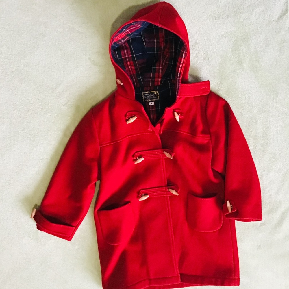FIEDSTONE CLOTHES GIRLS RED PEA COAT SIZE 7 kids